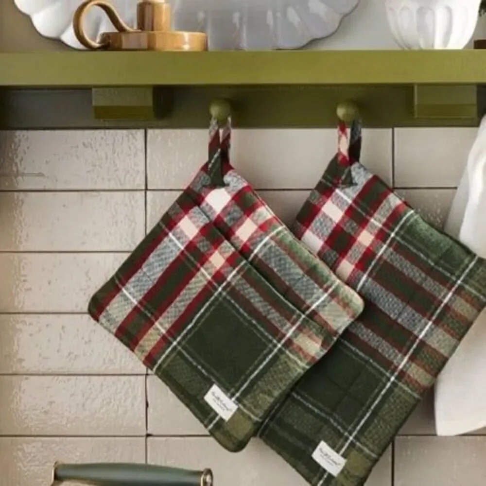Hearth & Hand with Magnolia Christmas Plaid Potholder Set